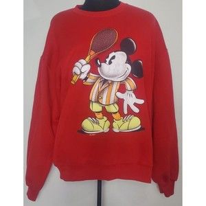 VINTAGE MICKEY MOUSE MENS RED TENNIS SWEATER SIZE XL